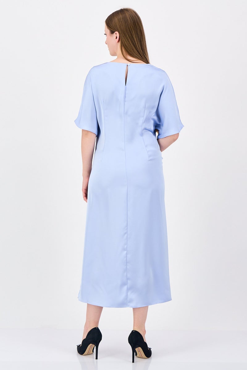 bebe Women Solid Maxi Dress, Light Blue - Image 4